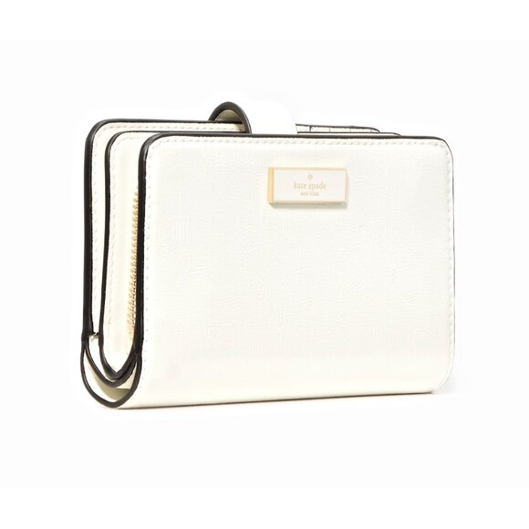 New Kate Spade Bridget Crinkle Patent Medium Compact Bifold Wallet Meringue - Picture 3 of 3